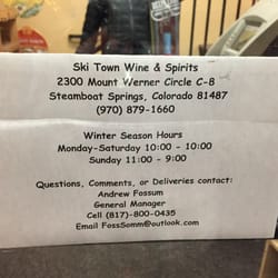 Ski Town Wine and Spirits - Hours. Info.