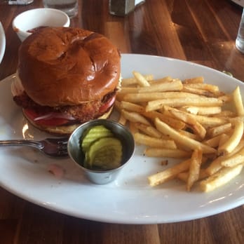 Ten Mile House - Fried Chicken sandwich with less fries already grabbed a handful - American Near Me - Evanston, Illinois Ten Mile House - Fried Chicken sandwich with less fries already grabbed a handful - American Near Me - Evanston, Illinois