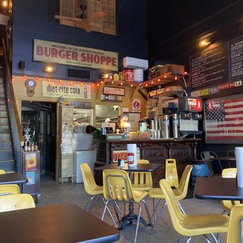 Whiskey Foxtrot Burger Shoppe - Inside seating first floor - Burgers Near Me - Birmingham, Alabama Whiskey Foxtrot Burger Shoppe - Inside seating first floor - Burgers Near Me - Birmingham, Alabama