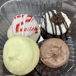 The Sugar Cookie - 02/25/23 - 4 Mini Frosted Cookies $4 (Raspberry White Chocolate, Samoas, Double Chocolate, Lemon)
