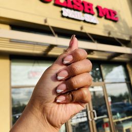 Exterior outside entrance of Polish Me Nail Spa - Brown & White tips - Petaluma, California Exterior outside entrance of Polish Me Nail Spa - Brown & White tips - Petaluma, California