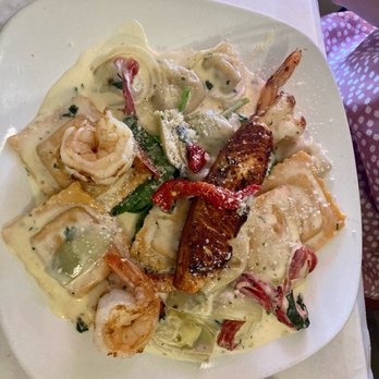 Legends Eatery - Special-Salmon and shrimp over tortellini and ravioli - Italian Near Me - Pittsburgh, Pennsylvania Legends Eatery - Special-Salmon and shrimp over tortellini and ravioli - Italian Near Me - Pittsburgh, Pennsylvania