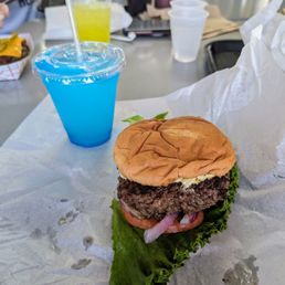Jalapeno burger with a slushie Jalapeno burger with a slushie