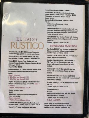 Menu photo 8 El Rustico 2 Tucson, AZ
