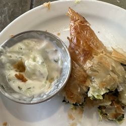 Salt Spring Coffee Cafe & Kitchen - Spanakopita...flaky deliciousness with tzatziki!