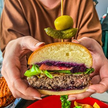 North Bar - Blueberry Bacon Burger - American Near Me - North Little Rock, Arkansas North Bar - Blueberry Bacon Burger - American Near Me - North Little Rock, Arkansas