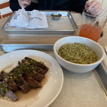9 Julio Empanada Kitchen - Chimichurri Steak, rice, and Strawberry-Lime Aqua Fresca - Latin American Near Me - Oakland, California 9 Julio Empanada Kitchen - Chimichurri Steak, rice, and Strawberry-Lime Aqua Fresca - Latin American Near Me - Oakland, California
