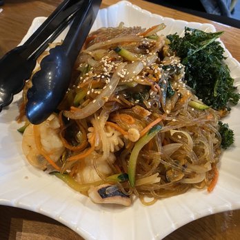 Banchan Korean Bistro - Seafood Japchae ($19) - Korean Near Me - Langley, British Columbia Banchan Korean Bistro - Seafood Japchae ($19) - Korean Near Me - Langley, British Columbia