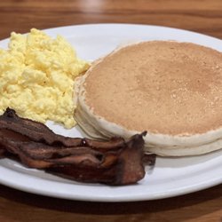 Short Stack of Buttermilk Pancakes w/Jalapeño Infused Bacon & 2 Scrambled Eggs