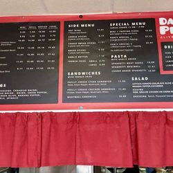 Dana's Pizza - Menu as of February 2026