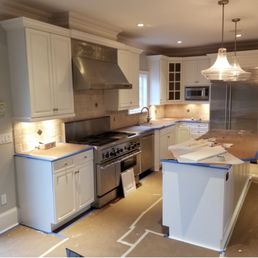 Newly Painted Kitchen cabinets/island kitchen walls.