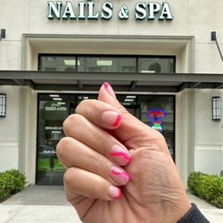Green Nails & Spa - Hot pink gel French tips