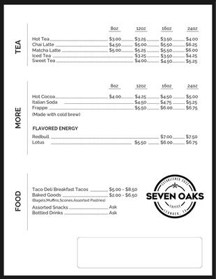 Menu photo 4 Seven Oaks Coffee Leander, TX Menu photo 4 Seven Oaks Coffee Leander, TX