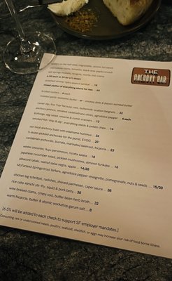 Menu photo 1 The Anchovy Bar San Francisco, CA Menu photo 1 The Anchovy Bar San Francisco, CA