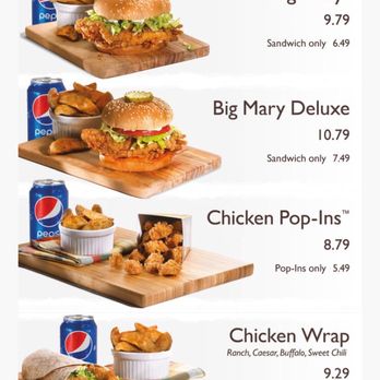 Mary Browns - the menu for mary browns - Chicken Shop Near Me - Abbotsford, British Columbia