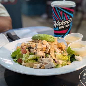 Wahoo's Fish Taco - Sunset Chopped Chicken Salad wo cilantro Drink - Seafood Near Me - Huntington Beach, California Wahoo's Fish Taco - Sunset Chopped Chicken Salad wo cilantro Drink - Seafood Near Me - Huntington Beach, California