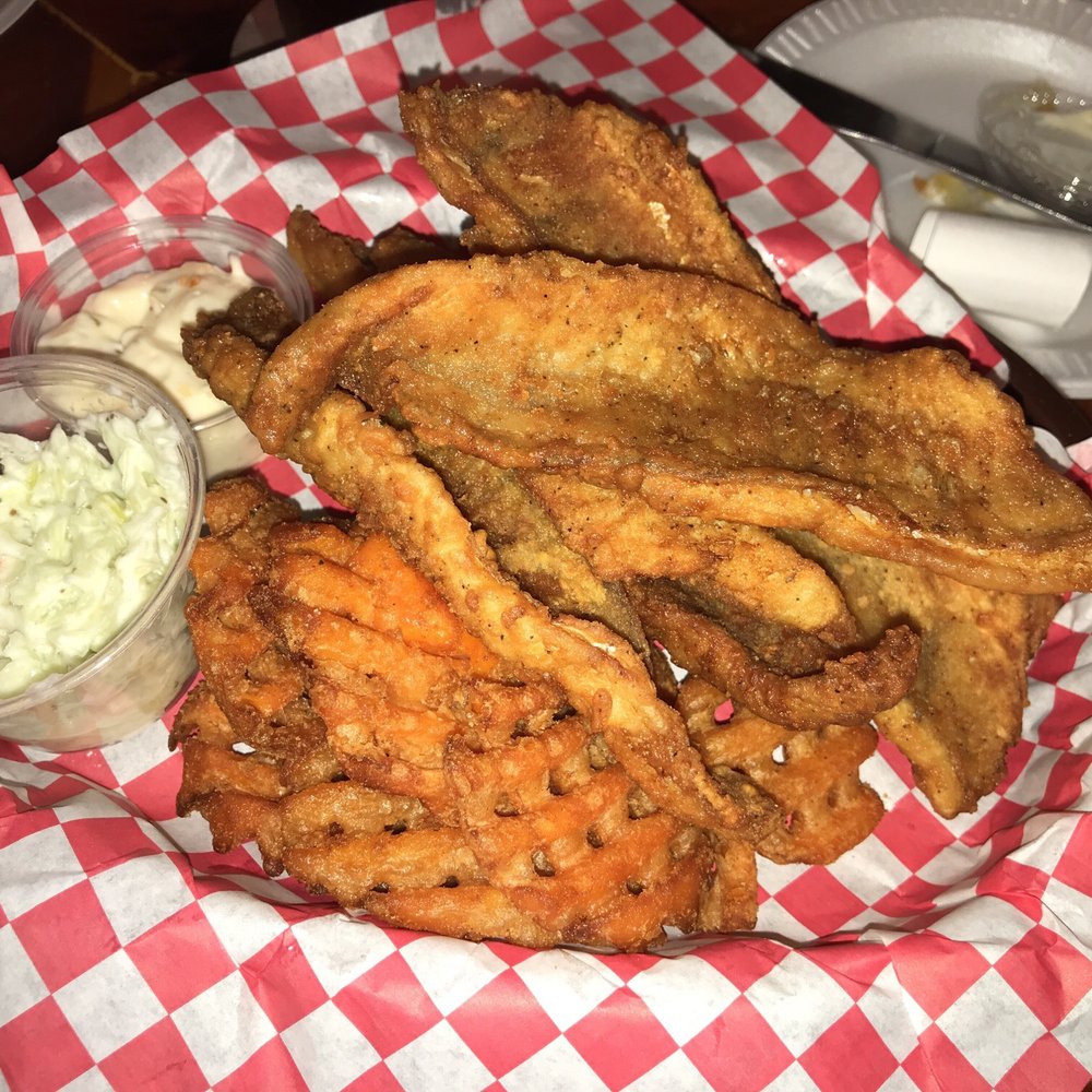 The Lucky 13 Saloon - Perch basket with sweet potato fries. - Dive Bars Near Me - Wisconsin Dells, Wisconsin The Lucky 13 Saloon - Perch basket with sweet potato fries. - Dive Bars Near Me - Wisconsin Dells, Wisconsin