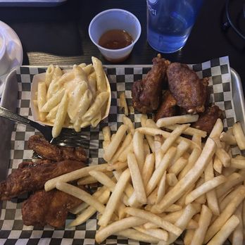 Golden Roosters - KBBQ Wings combo half hot half half not French fries and Mac and cheese - Chicken Wings Near Me - Seattle, Washington Golden Roosters - KBBQ Wings combo half hot half half not French fries and Mac and cheese - Chicken Wings Near Me - Seattle, Washington