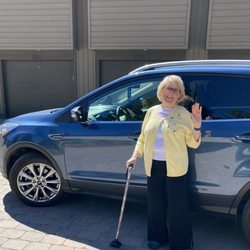 Hannah’s Elite Eldercare - My, very happy, client the day we got to go shopping for boots after her ankle surgery recovery!