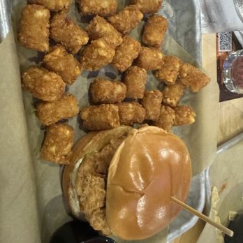 Buffalo Wild Wings - Chicken Sandwich with a tater tot's and sauce on the side - Chicken Wings Near Me - Brentwood, California