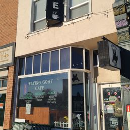 Exterior outside entrance of The Flying Goat cafe' - The Front & Signage 10-21-2023 - Panguitch, Utah Exterior outside entrance of The Flying Goat cafe' - The Front & Signage 10-21-2023 - Panguitch, Utah