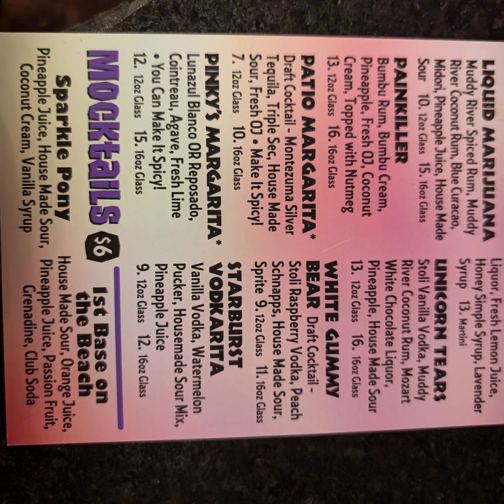 Pinky's Westside Grill - Drinks menu - Burgers Near Me - Charlotte, North Carolina