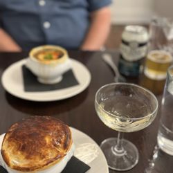 Kersey House - Both soup offerings. High price - small serving. Tasty.