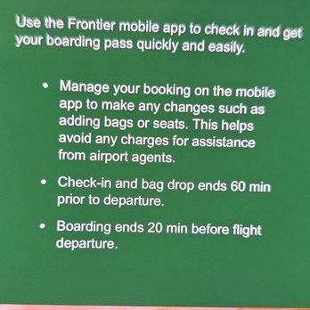 Frontier Airlines - Check in and bag drop timeline and instructions - Airlines Near Me - Orlando, Florida Frontier Airlines - Check in and bag drop timeline and instructions - Airlines Near Me - Orlando, Florida