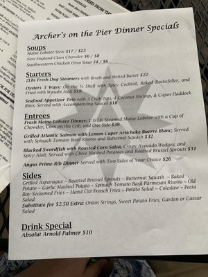Menu photo 6 Archer's on the Pier Rockland, ME