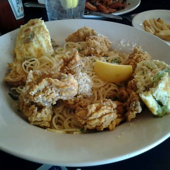 Ky's Olde Towne Bicycle Shop - Oyster bordelaise (with our veggie omelet on the sides...we were sharing) =) - American Near Me - Slidell, Louisiana