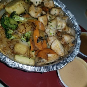 KOBE Japanese Steakhouse - Split Fried Rice Bowl with Hibachi Chicken and Grilled Veggies (Side of Yum Yum Sauce and Mustard Sauce) - Sushi Bars Near Me - Austin, Texas