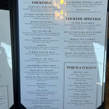 Junior Restaurant  - Menu 8/27/23 - Lounges Near Me - Roseville, California