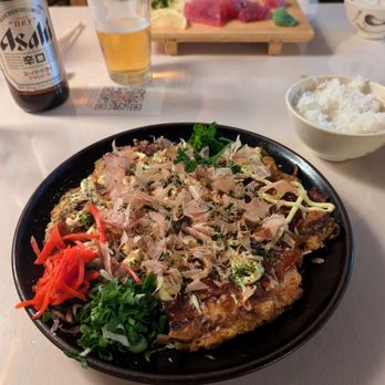 Koyo Restaurant - One of the best things Koyo has ever done and my go to spot for Okonomiyaki. In the background is the sashimi tuna - also delicious. - Japanese Near Me - Salt Lake City, Utah