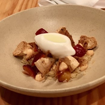 Staplehouse - Peach, walnut, fig leaf, koji ($9) - July 2017 - New American Near Me - Atlanta, Georgia