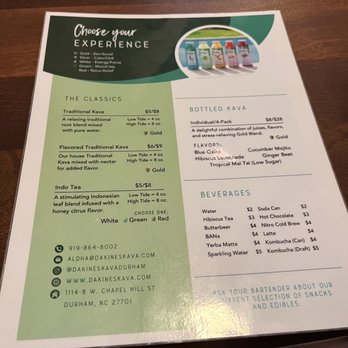 Da Kine's Kava - Menu - Tiki Bars Near Me - Durham, North Carolina