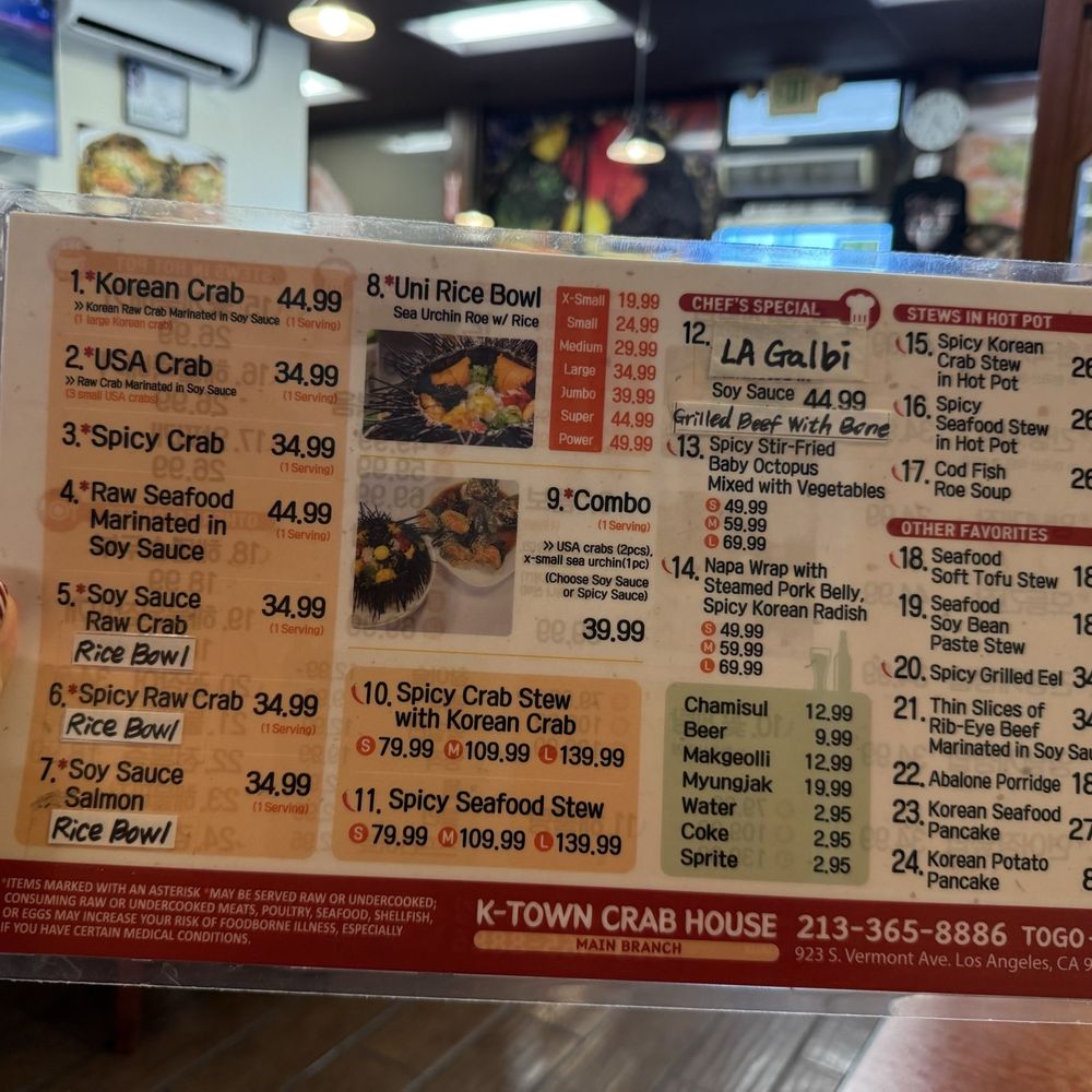 Crab House - menu (July 2026) - Korean Near Me - Los Angeles, California
