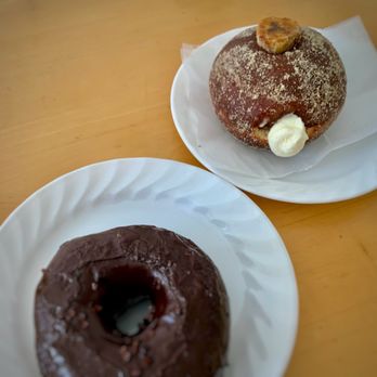 Sidecar Doughnuts & Coffee - Choco-lot and banana cream malasada - Donuts Near Me - Pasadena, California Sidecar Doughnuts & Coffee - Choco-lot and banana cream malasada - Donuts Near Me - Pasadena, California