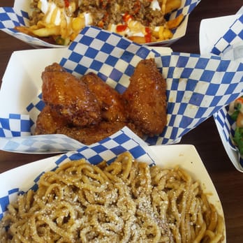 Blue Saigon - Garlic noodles, chicken wings and pork belly fries. - Asian Fusion Near Me - Pittsburg, California