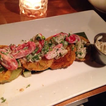 Strangelove's - Fried green tomatoes with crab on the side (friend is allergic). Rip off dish, only gave me 5 slices and 1 tblsp worth of crab. - Bars Near Me - Philadelphia, Pennsylvania