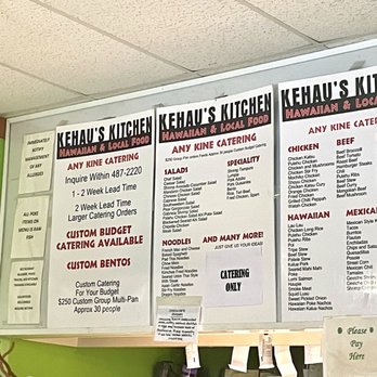 Kehau's Kitchen - Menu board - Hawaiian Near Me - Aiea, Hawaii