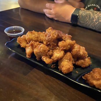 Ramen Boy - I forget what exactly this is called but it's basically lightly breaded fried dark chicken bites and it was delicious - Ramen Near Me - Lancaster, California Ramen Boy - I forget what exactly this is called but it's basically lightly breaded fried dark chicken bites and it was delicious - Ramen Near Me - Lancaster, California