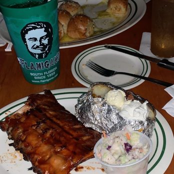 Flanigan's - Hallandale - Award Winning Baby Back Ribs (Half Rack), Baked Potato, and Coleslaw - American Near Me - Hallandale Beach, Florida