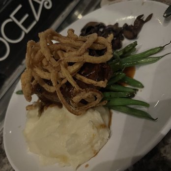Oceans 234 - Waygu steak with grean beans crispy onions and mash - New American Near Me - Deerfield Beach, Florida Oceans 234 - Waygu steak with grean beans crispy onions and mash - New American Near Me - Deerfield Beach, Florida