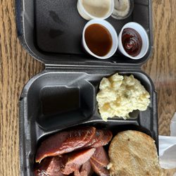 Jacks Bar-B-Que - Smoked sausage sandwich with potato salad. Sausage was good. Potato salad was ok (little bland).