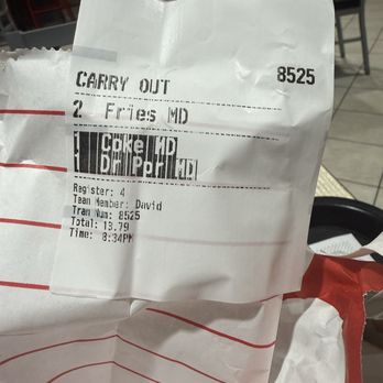 Chick-fil-A - The only other form of receipt for the other order - Fast Food Near Me - Yucaipa, California