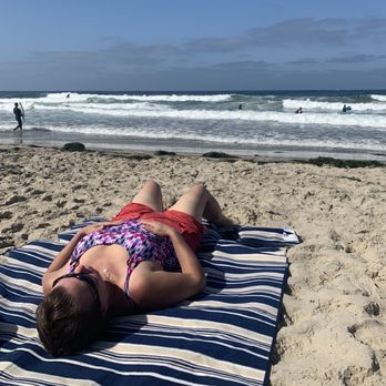 Surfer Beach Hotel - My sister on beach in front of hotel - San Diego, CA