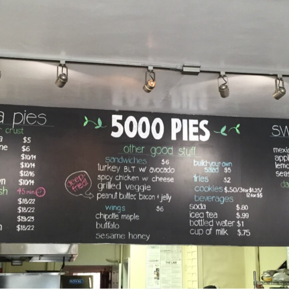 5000 Pies - Menu board - Pizza Near Me - Long Beach, California