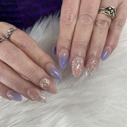 Acrylic nails, ombré, glitter
