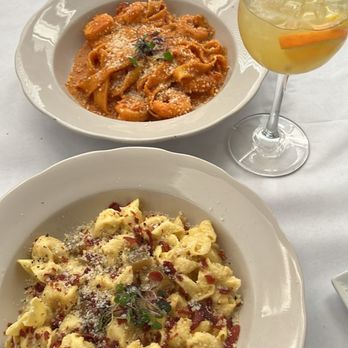 Catullo’s Italian - Pear Fiocchi and Shrimp Rosato with a glass of white sangria. - Wine Bars Near Me - Jacksonville, Florida Catullo’s Italian - Pear Fiocchi and Shrimp Rosato with a glass of white sangria. - Wine Bars Near Me - Jacksonville, Florida