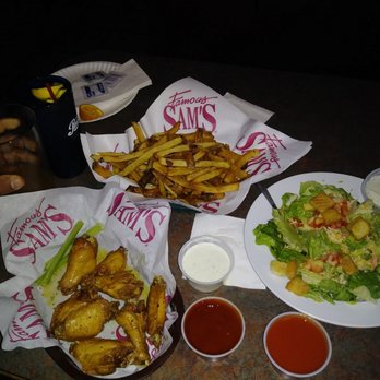 Famous Sam's - Wings, fries and house salad w nuclear sauce - Sports Bars Near Me - Tucson, Arizona Famous Sam's - Wings, fries and house salad w nuclear sauce - Sports Bars Near Me - Tucson, Arizona